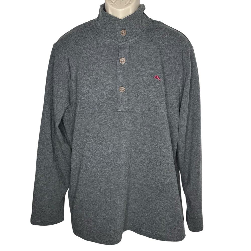 Tommy Bahama Men's XL Gray 1/4 Quarter Zip Mock Neck Pullover Jacket Sweatshirt - Picture 1 of 16